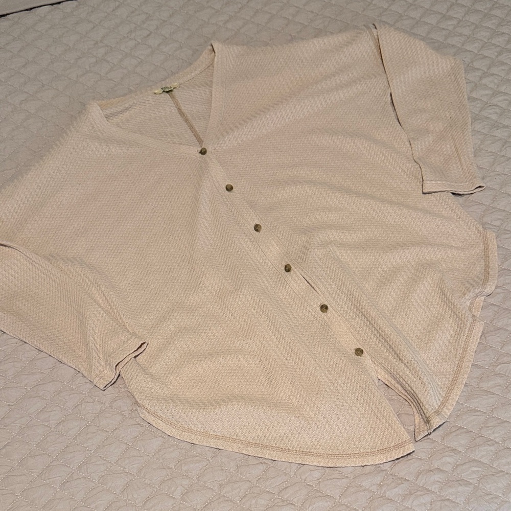 Beige Button-Up Cardigan